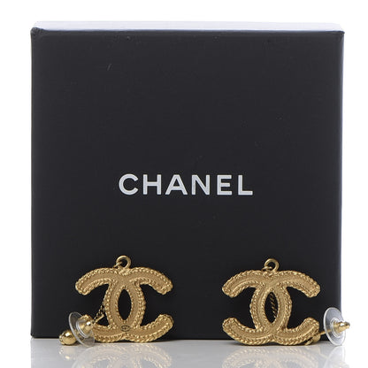 Chanel CC Drop Earrings Matte Gold 5 of 5