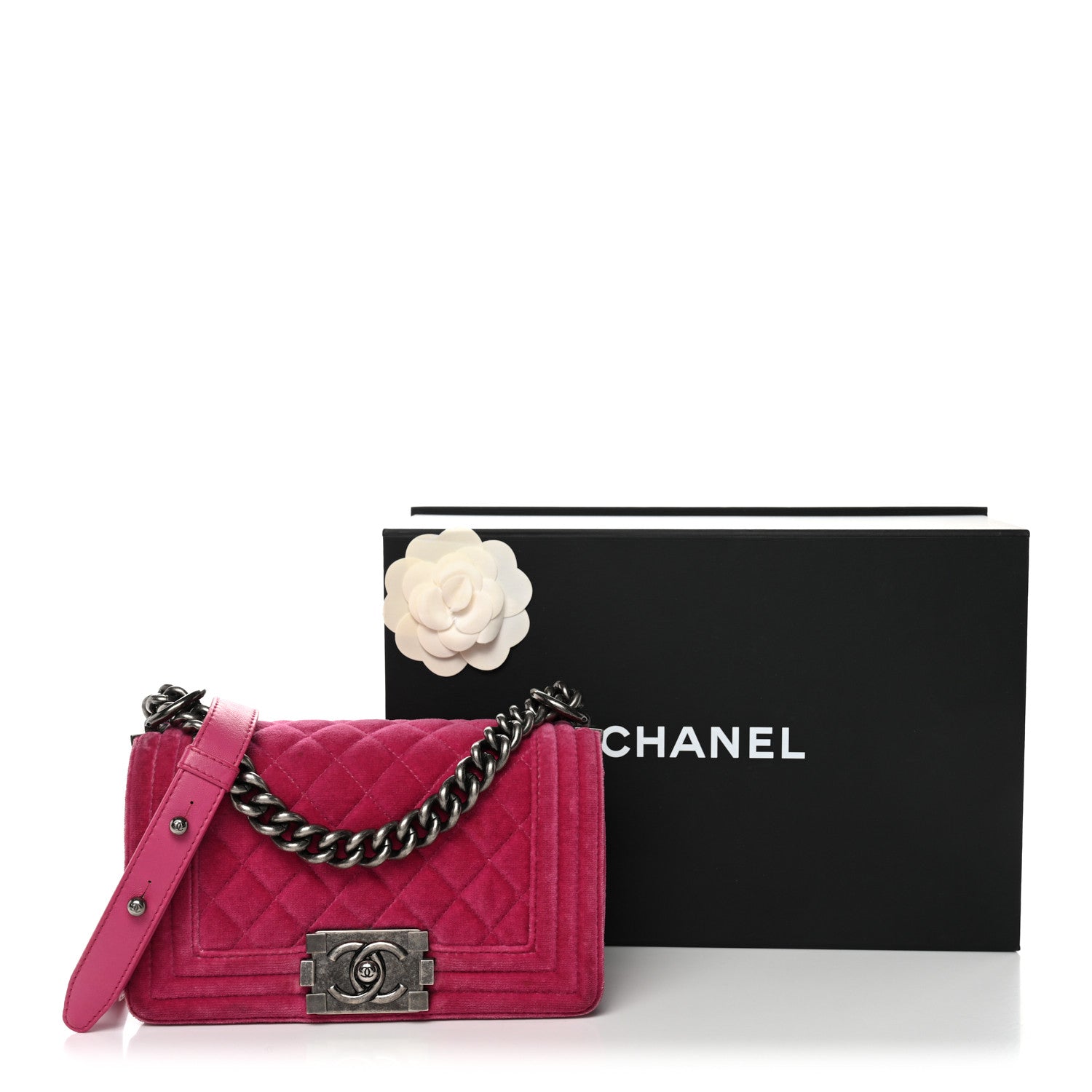 Chanel Velvet Quilted Small Boy Flap Fuchsia 15 of 15