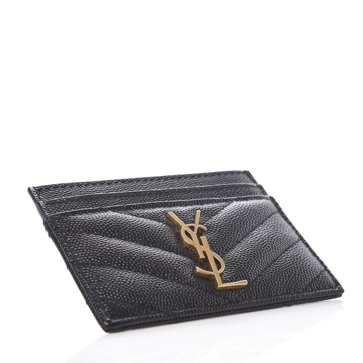 Grain De Poudre Matelasse Chevron Monogram Credit Card Case Black