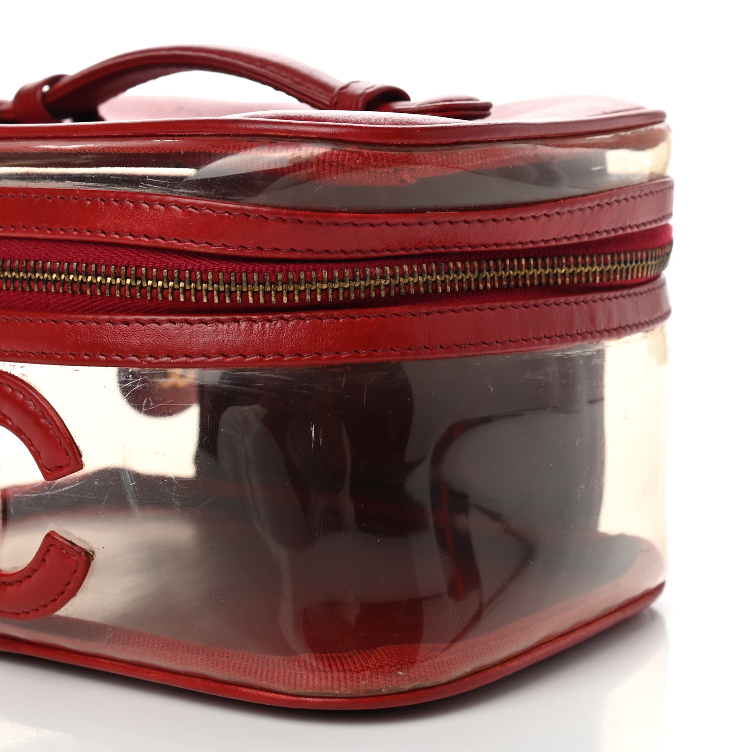 Chanel Calfskin PVC Vanity Cosmetic Case Red 10 of 22