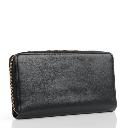 Balenciaga Agneau Classic Hardware Continental Zip Around Wallet Black 3 of 10