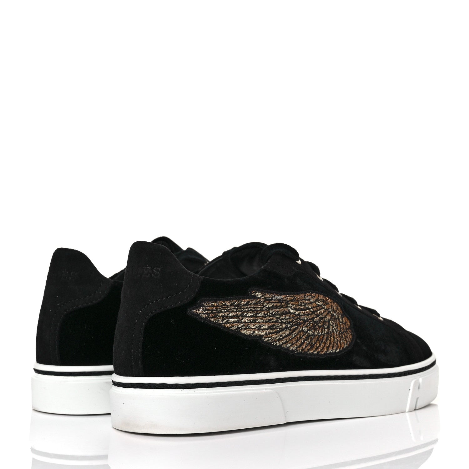 Hermes Velvet Womens Wing Sneakers 38.5 Black 4 of 9