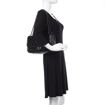 Chanel Patent Quilted Jumbo Classic Twist Flap Bag Black 2 of 10