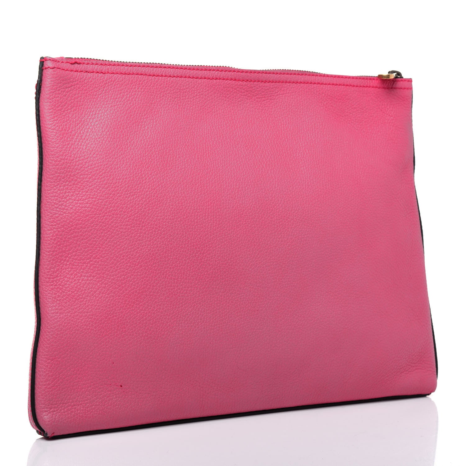 Gucci Pebbled Calfskin Medium Logo Portfolio Clutch Box Pink Green 3 of 15