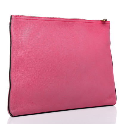 Gucci Pebbled Calfskin Medium Logo Portfolio Clutch Box Pink Green 3 of 15