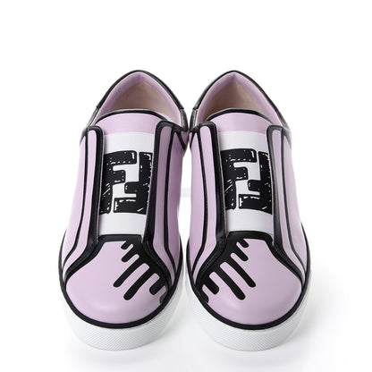 Fendi X JOSHUA VIDES Nappa Rockoclick Slip On Sneakers 41 Pink Xiloph White Black 6 of 10