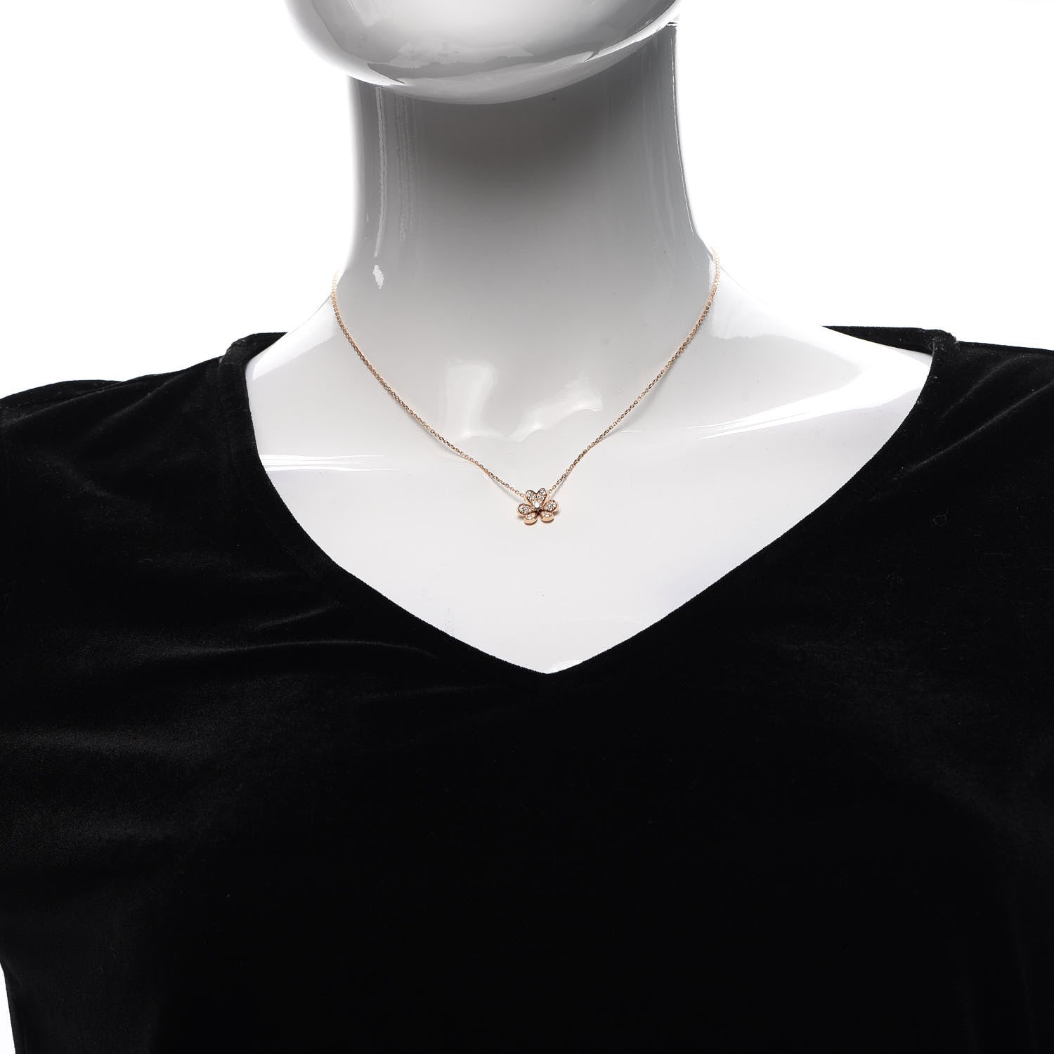 Van Cleef & Arpels 18K Rose Gold Diamond Mini Frivole Pendant Necklace 2 of 6