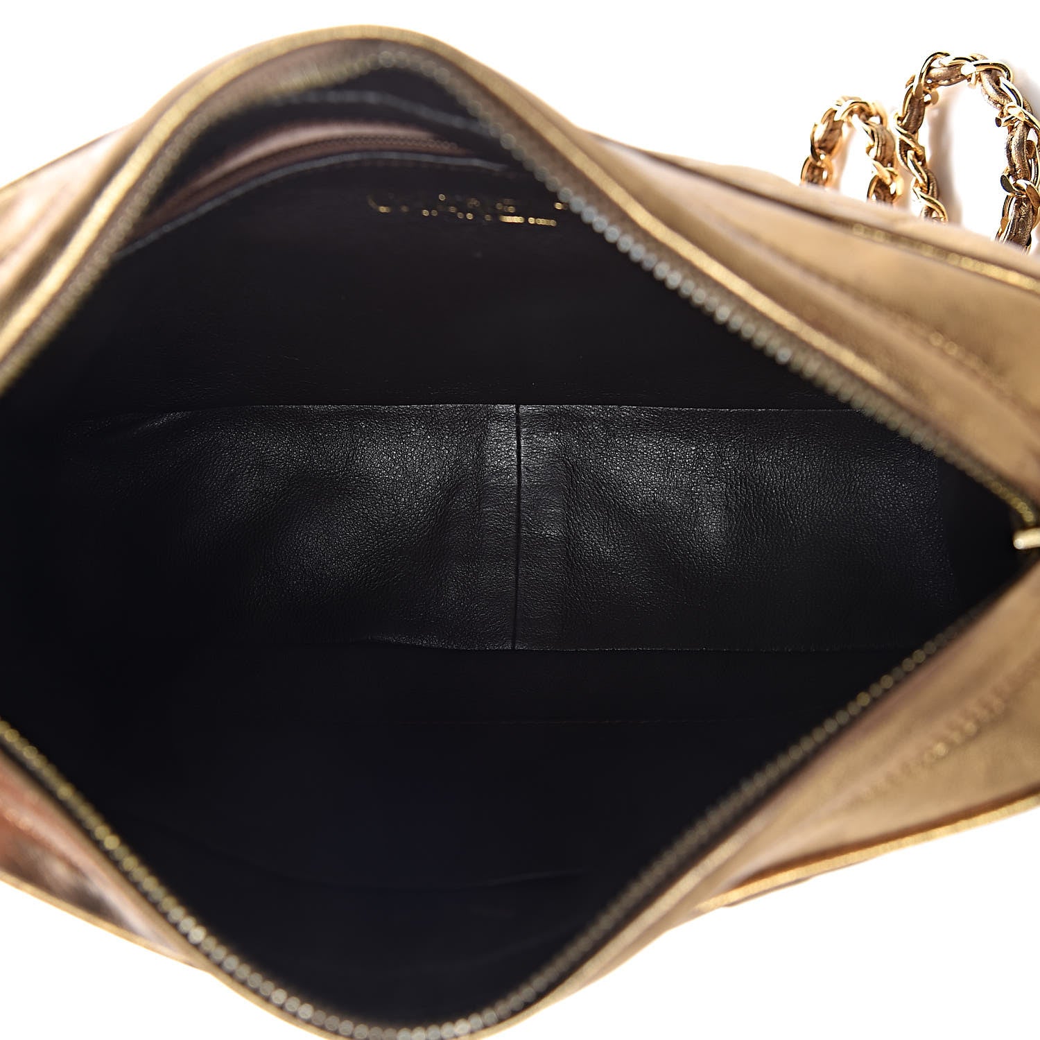 Chanel Metallic Lambskin Quilted Tassel Camera Case Gold 5 of 11