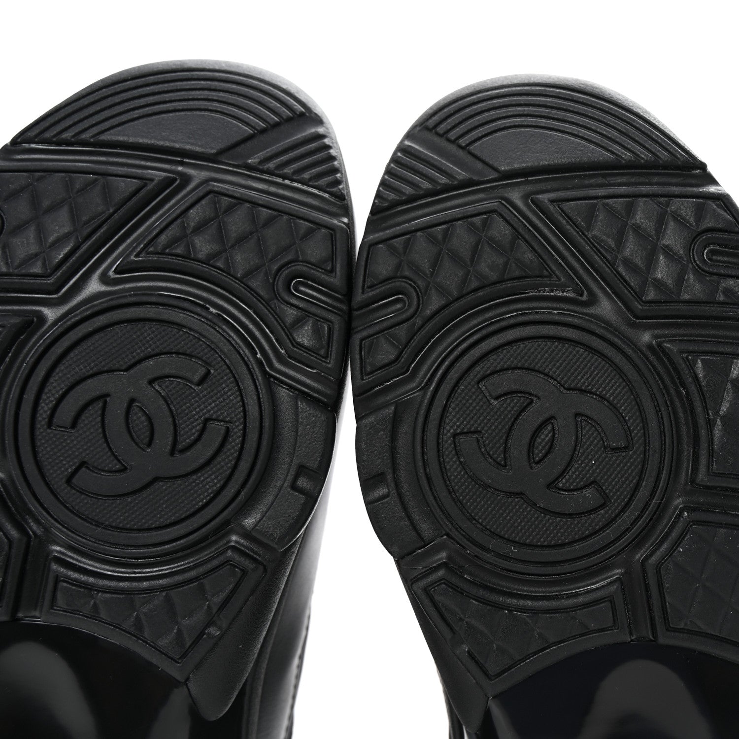 Chanel Lambskin Fabric CC Sneakers 39 Black 7 of 9