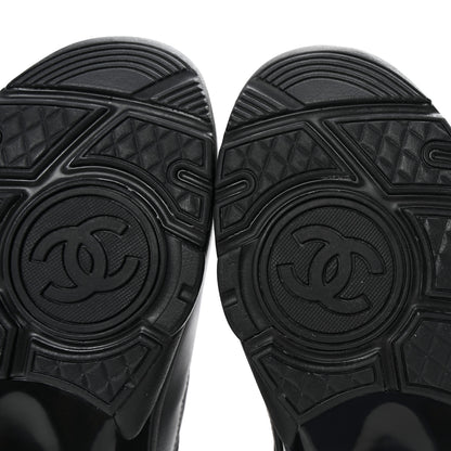 Chanel Lambskin Fabric CC Sneakers 39 Black 7 of 9