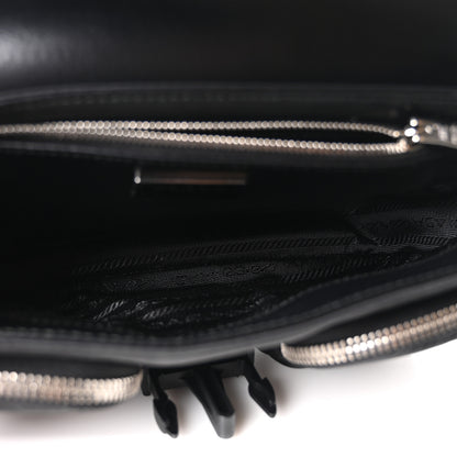 Prada Re-Nylon Spazzolato Double Pocket Buckle Shoulder Bag Black 5 of 10