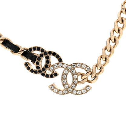 Chanel Lambskin Crystal CC Chain Choker Necklace Black Gold 4 of 6