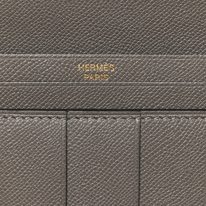 Hermes Grained Monsieur Bearn Gusset Wallet Gris Meyer 5 of 9