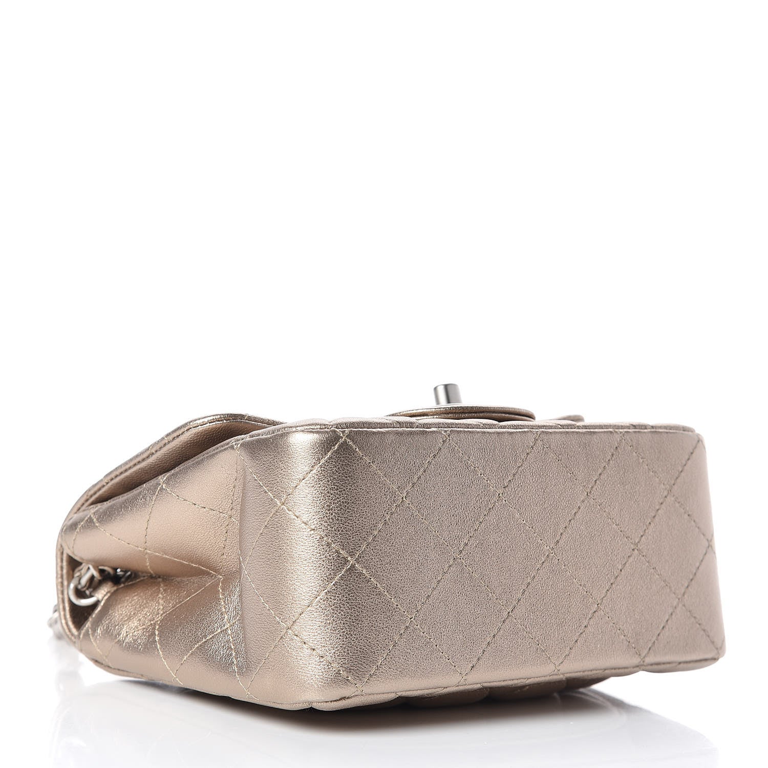 Chanel Metallic Lambskin Quilted Mini Square Flap Light Gold 4 of 10