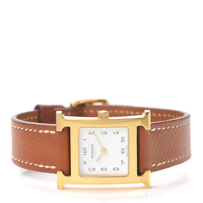 Hermes Stainless Steel Epsom 21mm Heure H Hour Quartz Watch Gold 2 of 6