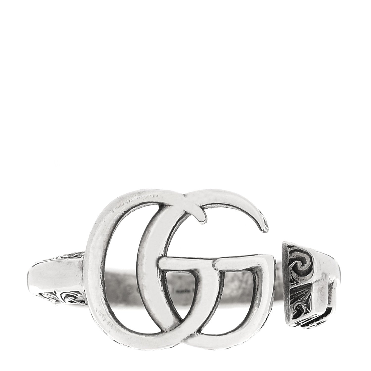 Gucci Sterling Silver GG Marmont Key Motif Ring 53 6.25 1 of 5
