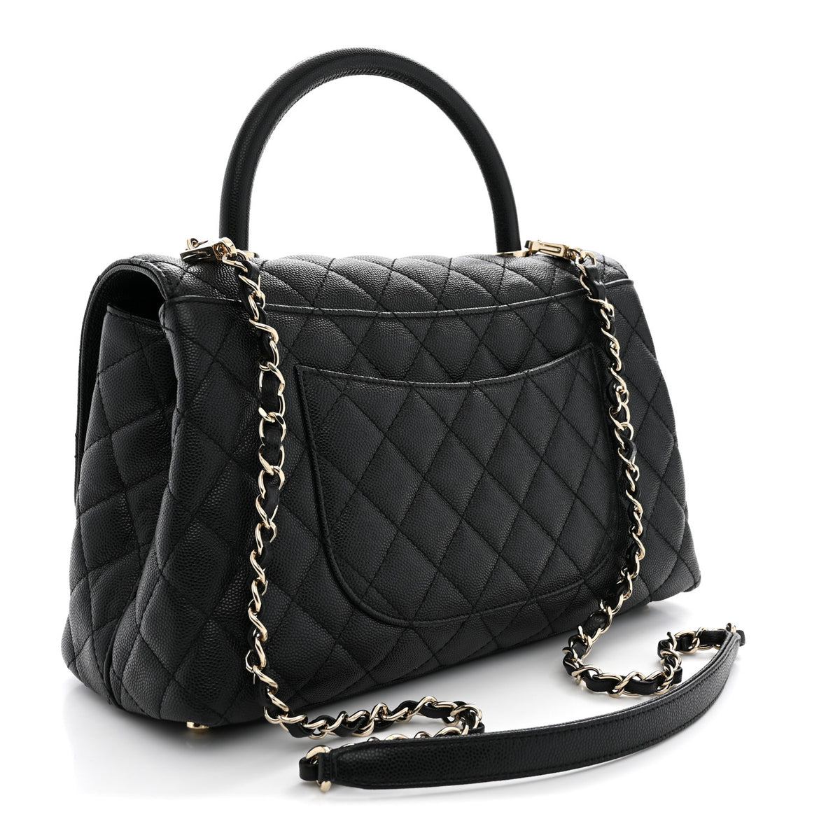 Caviar Quilted Small Coco Handle Flap Black