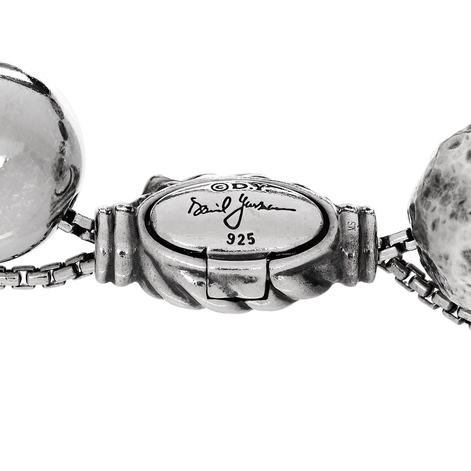 David Yurman Sterling Silver Black Onyx Hematine 14mm Elements Bead Bracelet 3 of 3