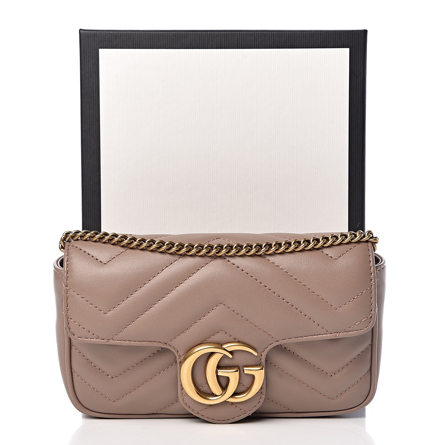 Gucci Calfskin Matelasse Super Mini GG Marmont Shoulder Bag Porcelain Rose 11 of 11