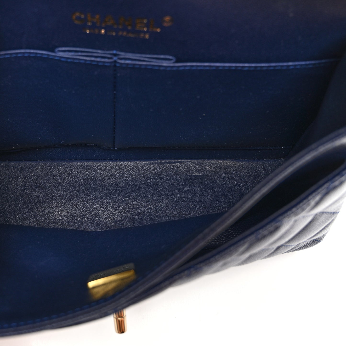 Caviar Quilted Small Double Flap Navy
