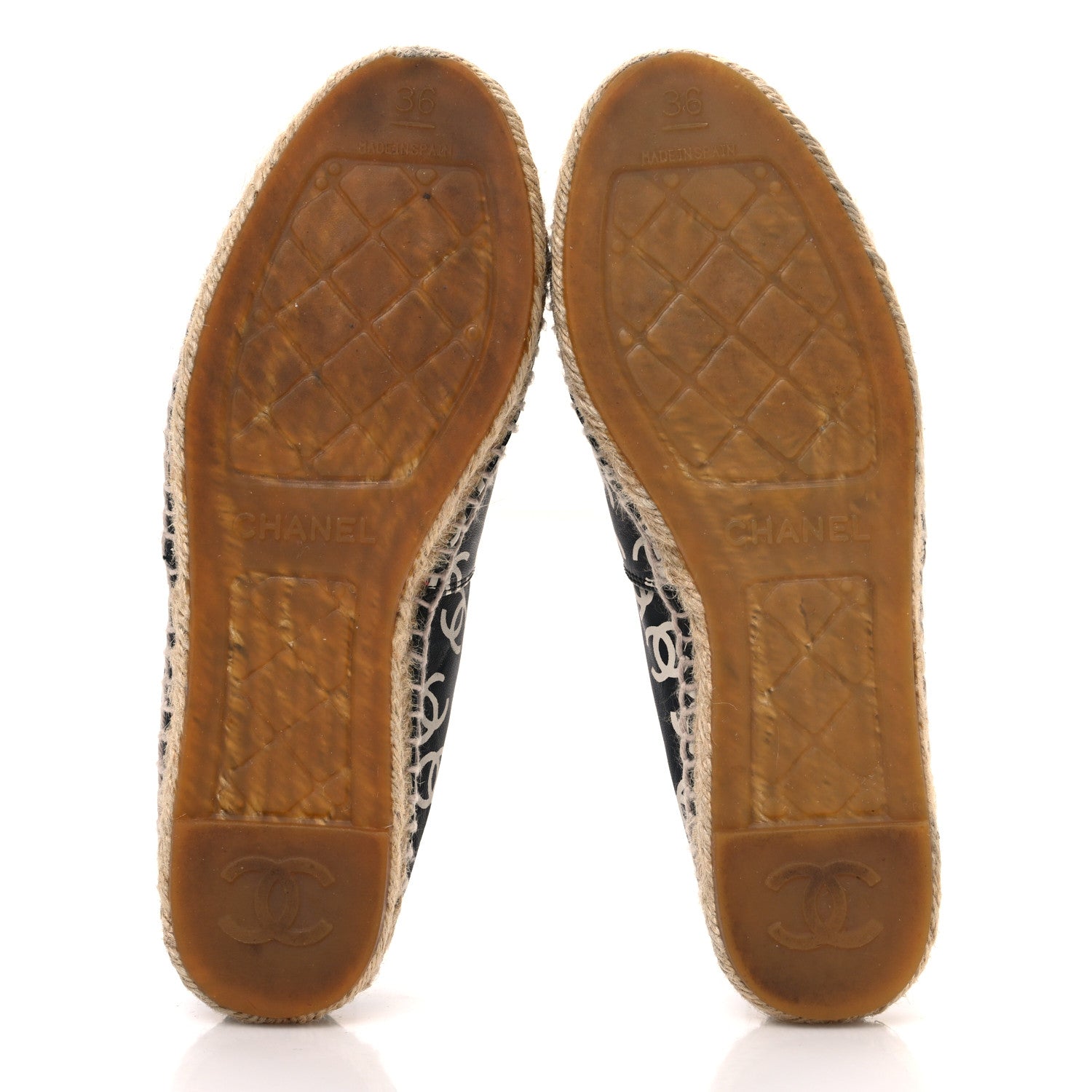 Chanel Lambskin Printed CC Espadrilles 36 Black White 7 of 12