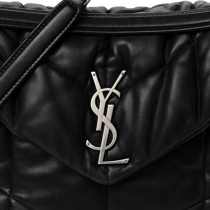 Saint Laurent Lambskin Quilted Medium Loulou Puffer Monogram Chain Satchel Black 9 of 11