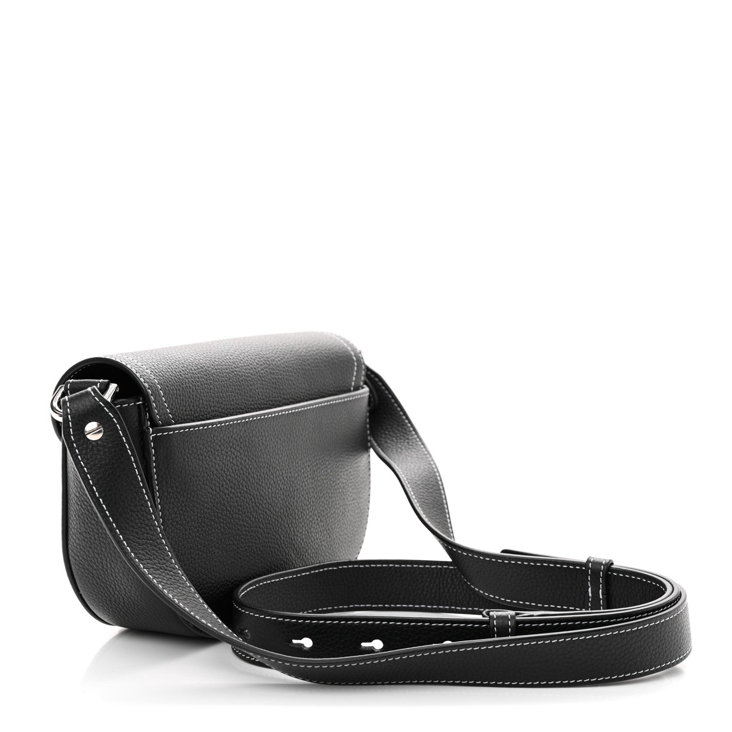 Christian Dior Grained Calfskin Saddle Pouch With Strap Black 3 of 11