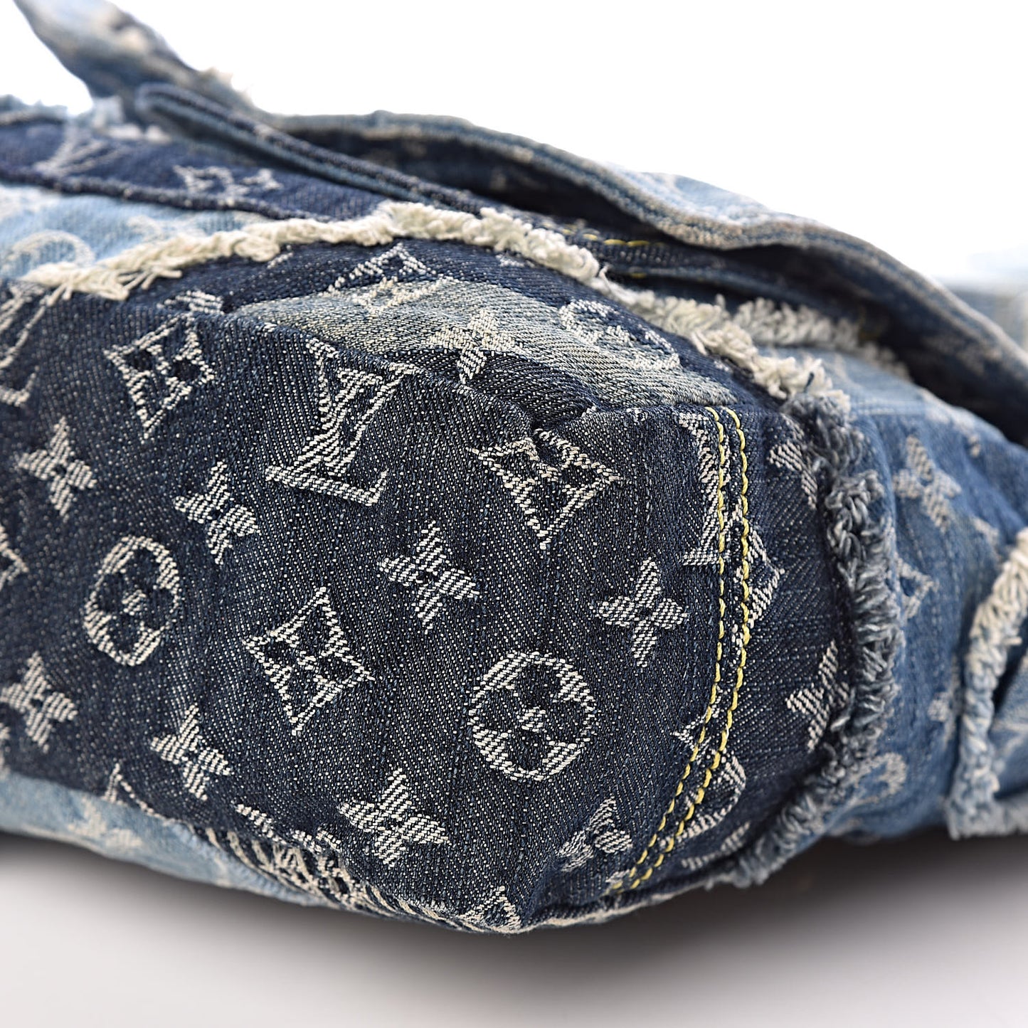 Denim Patchwork Posty Messenger Bag Blue
