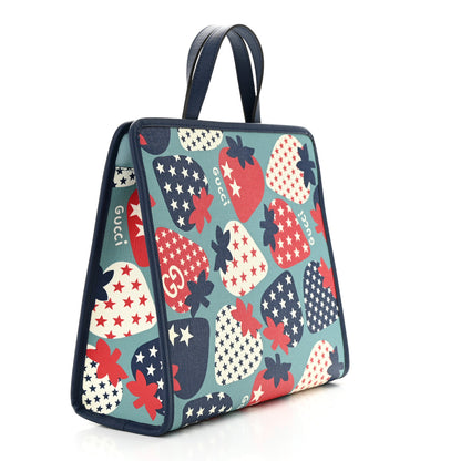 Gucci Coated Canvas Strawberry Stars Childrens Tote Red White Blue 3 of 11