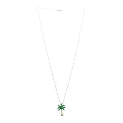 Roberto Coin 18K White Gold Diamond Tsavorite Tiny Treasures Palm Tree Pendant Necklace 3 of 6