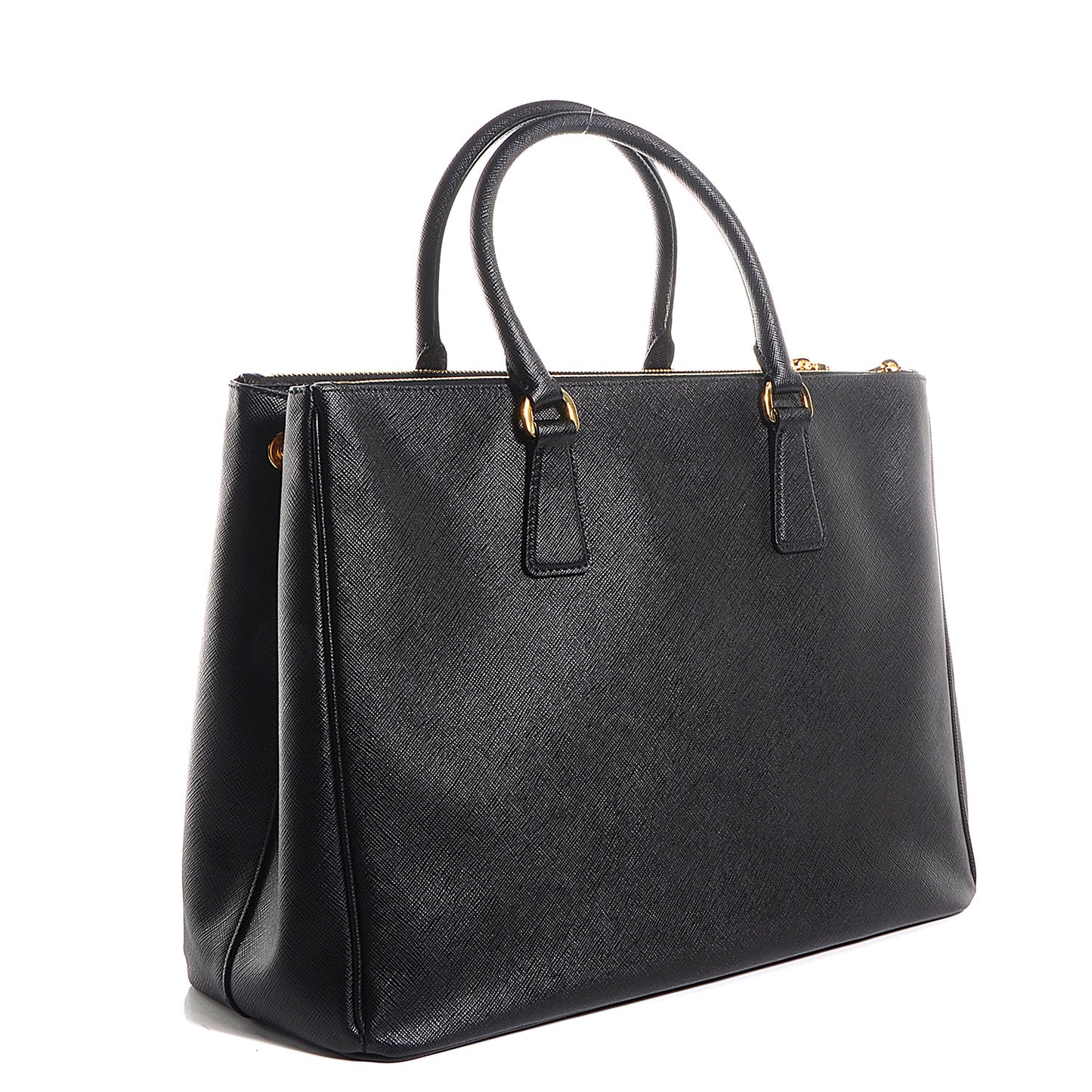 Saffiano Lux Large Double Zip Tote Nero Black