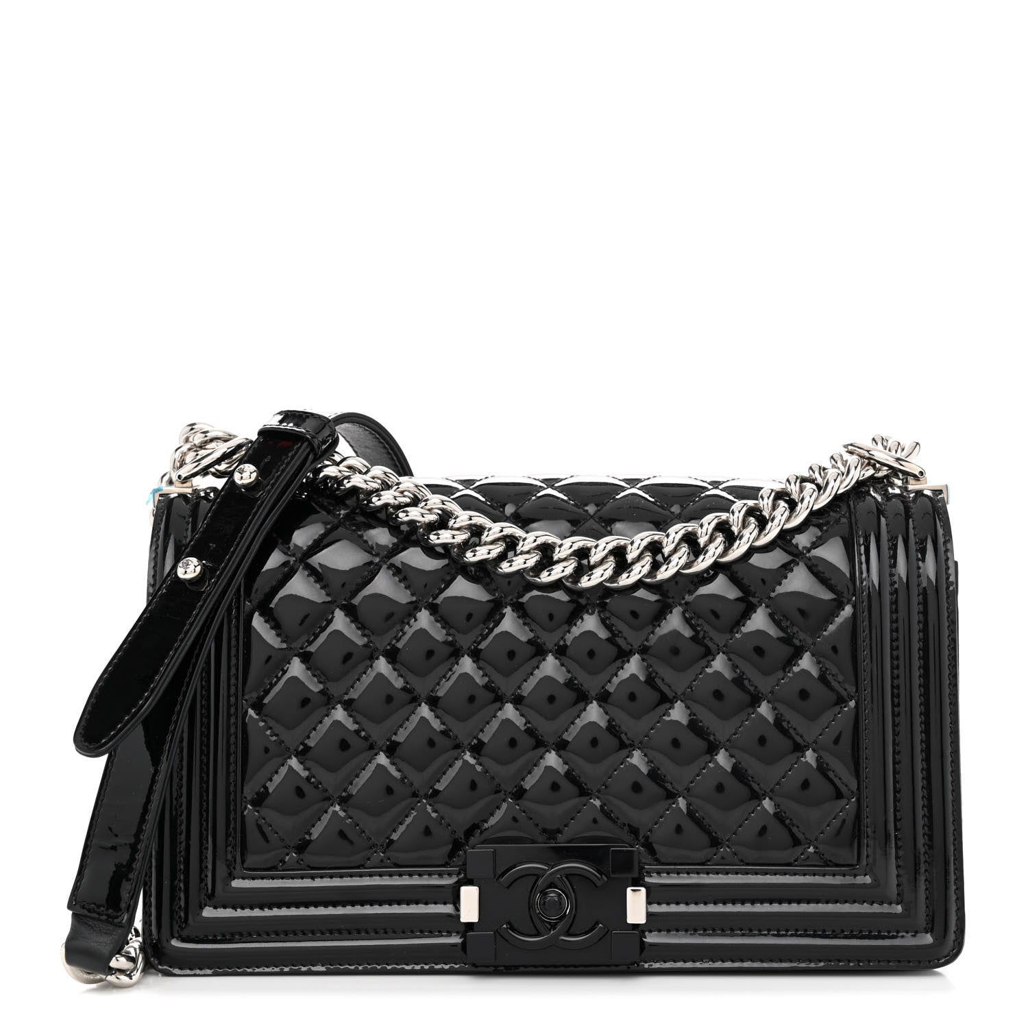 Chanel Patent Calfskin Quilted Medium Plexiglass Boy Flap Black 1 of 10