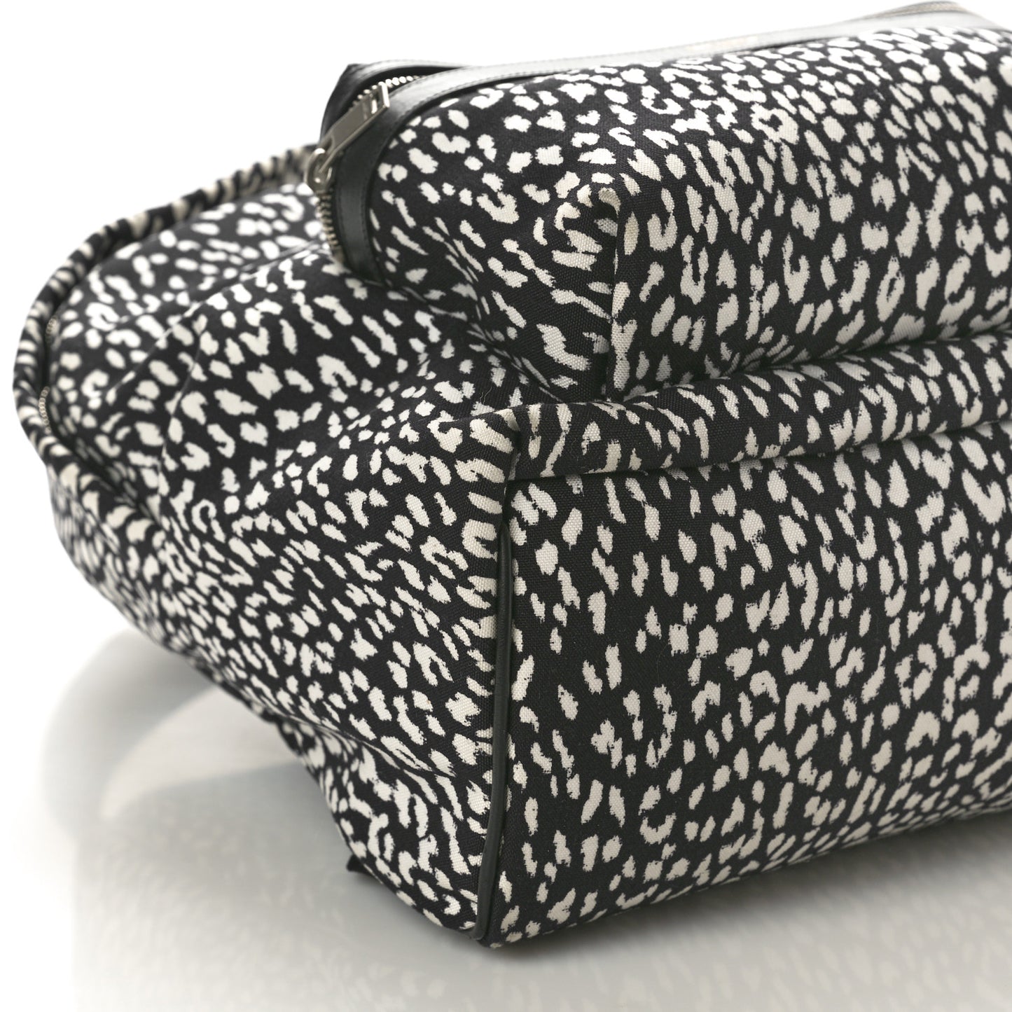 Canvas Leopard Print City Backpack Black White