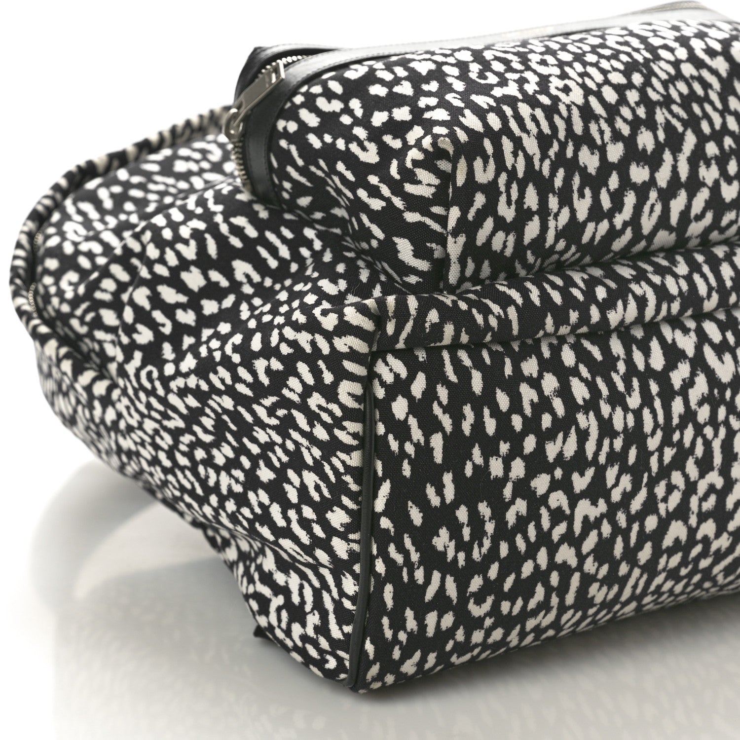 Saint Laurent Canvas Leopard Print City Backpack Black White 9 of 10