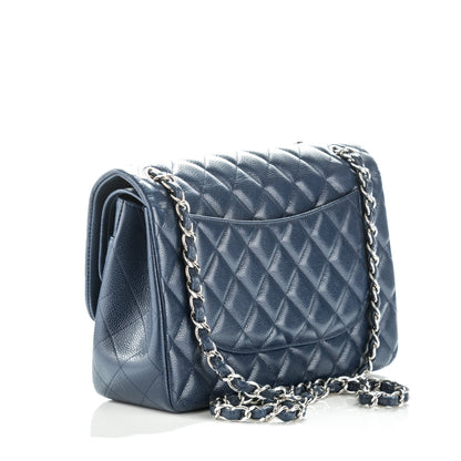 Chanel Caviar Quilted Jumbo Double Flap Navy Blue 3 of 10