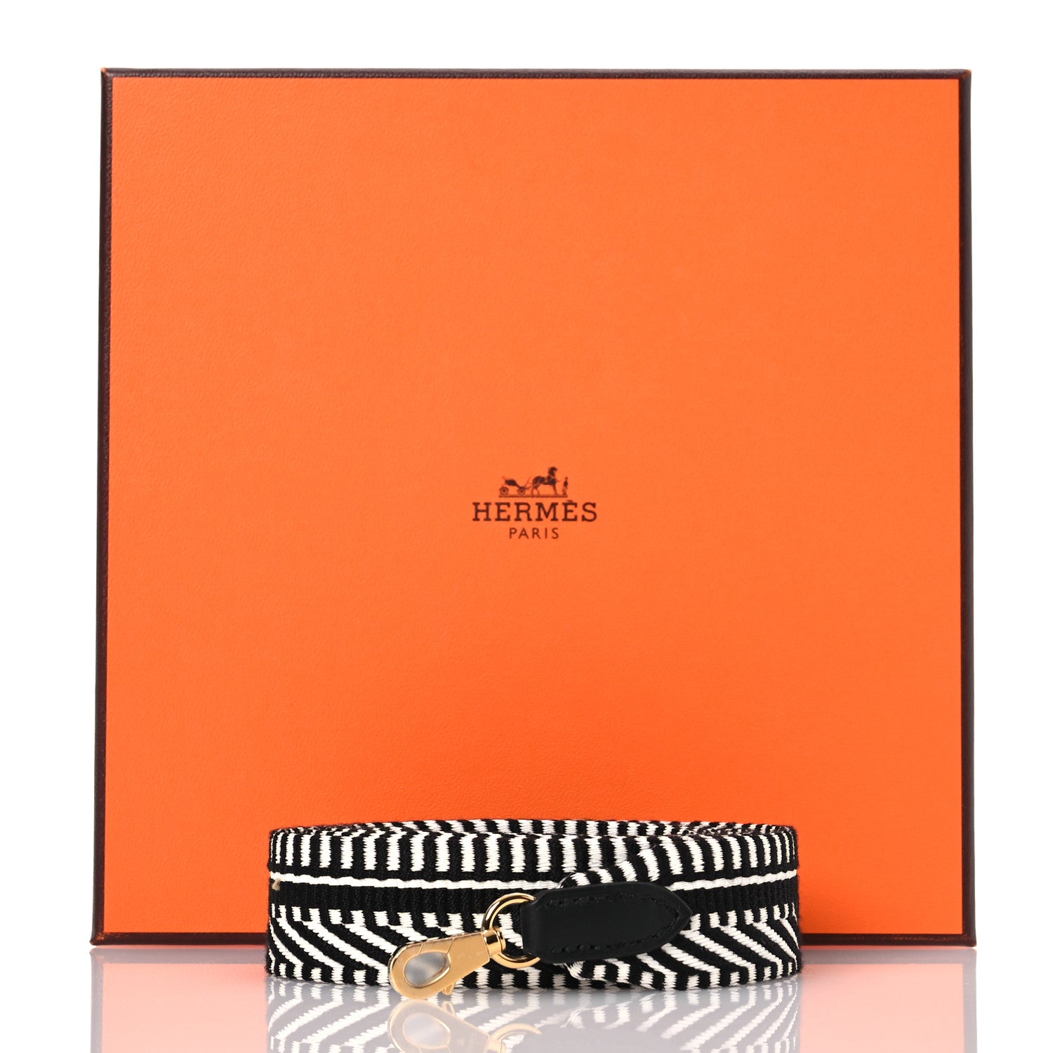 Hermes Toile Swift 25mm Sangle Cavale Shoulder Strap Black Ecru 6 of 6