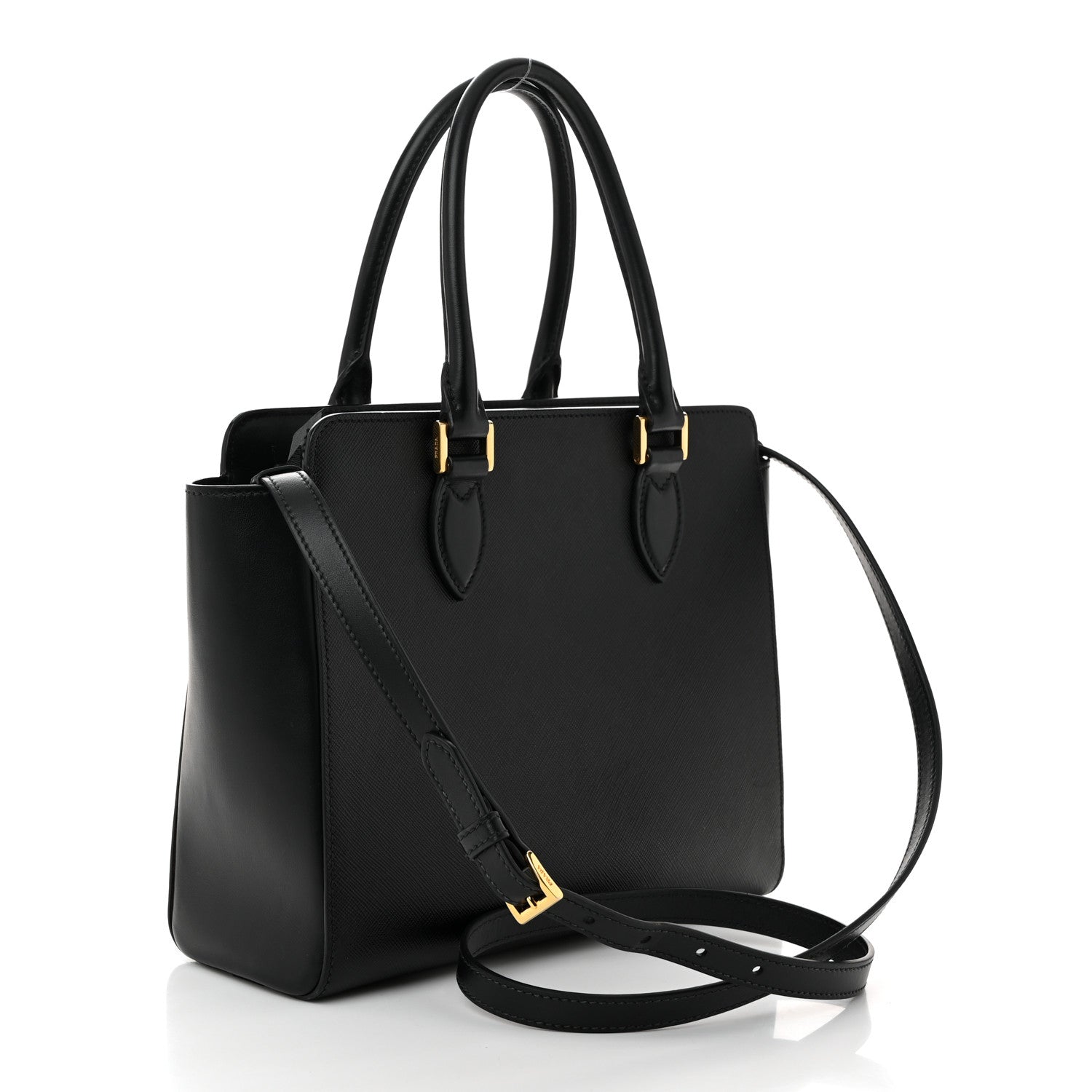 Prada Saffiano Soft Calfskin Small Zippered Tote Black 3 of 9