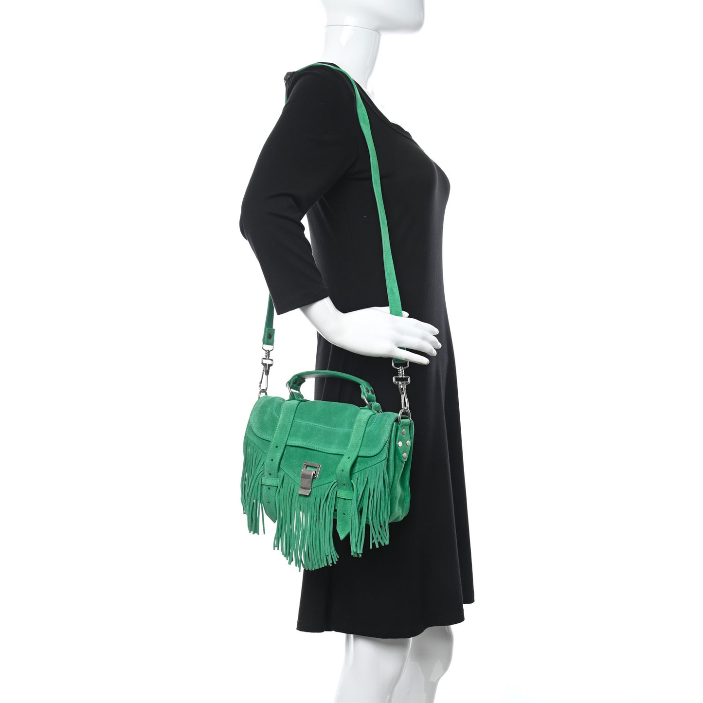 Suede Tiny PS1 Fringe Satchel Aloe