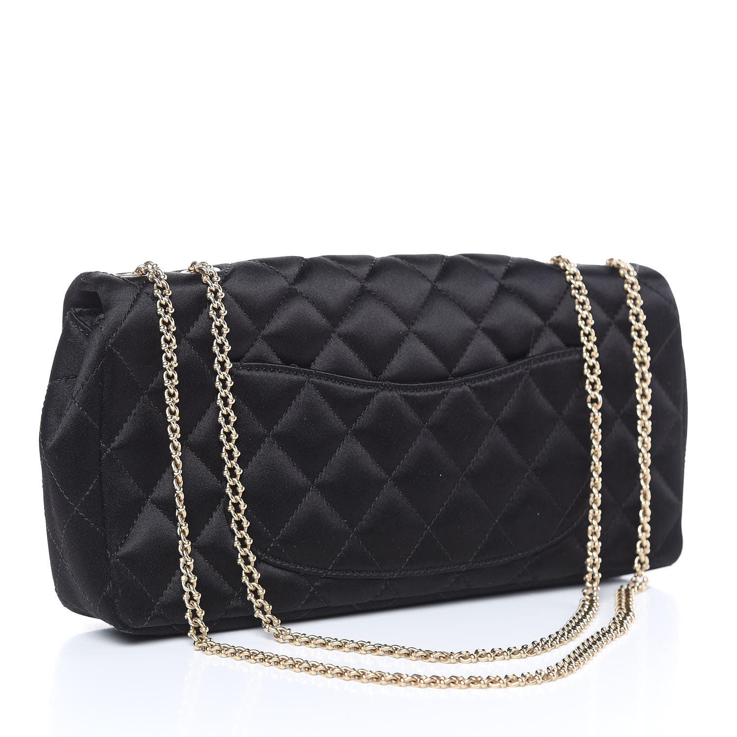 Chanel Satin Quilted Jeweled East West Flap Black 3 of 9