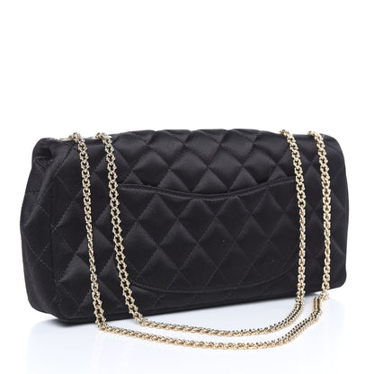 Chanel Satin Quilted Jeweled East West Flap Black 3 of 9