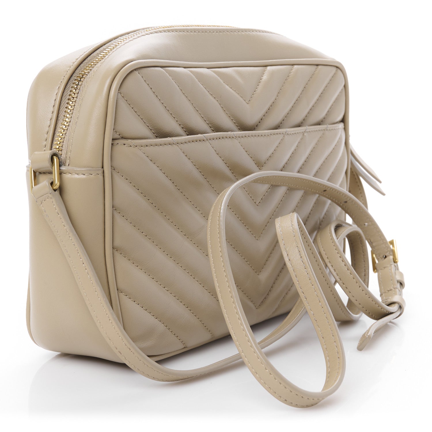 Saint Laurent Calfskin Matelasse Monogram Lou Camera Bag Dark Beige 3 of 10
