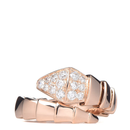 Bulgari 18K Rose Gold Diamond Serpenti Ring M 57 8 1 of 6