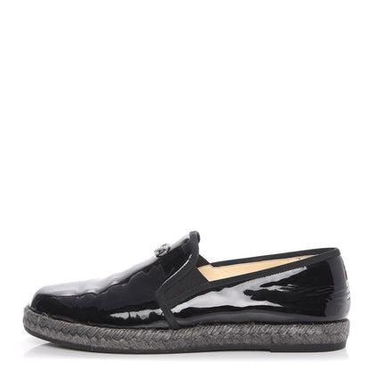 Chanel Patent Calfskin CC Mocassin Loafer Espadrilles 37 Black 1 of 16