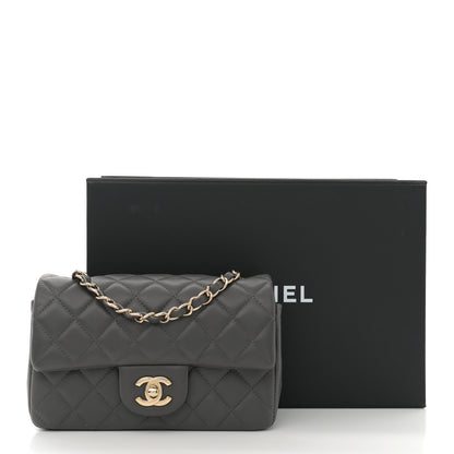 Chanel Lambskin Quilted Mini Rectangular Flap Dark Grey 11 of 11