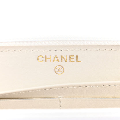 Chanel Caviar Quilted Boy Long Zip Around Wallet White 6 of 9