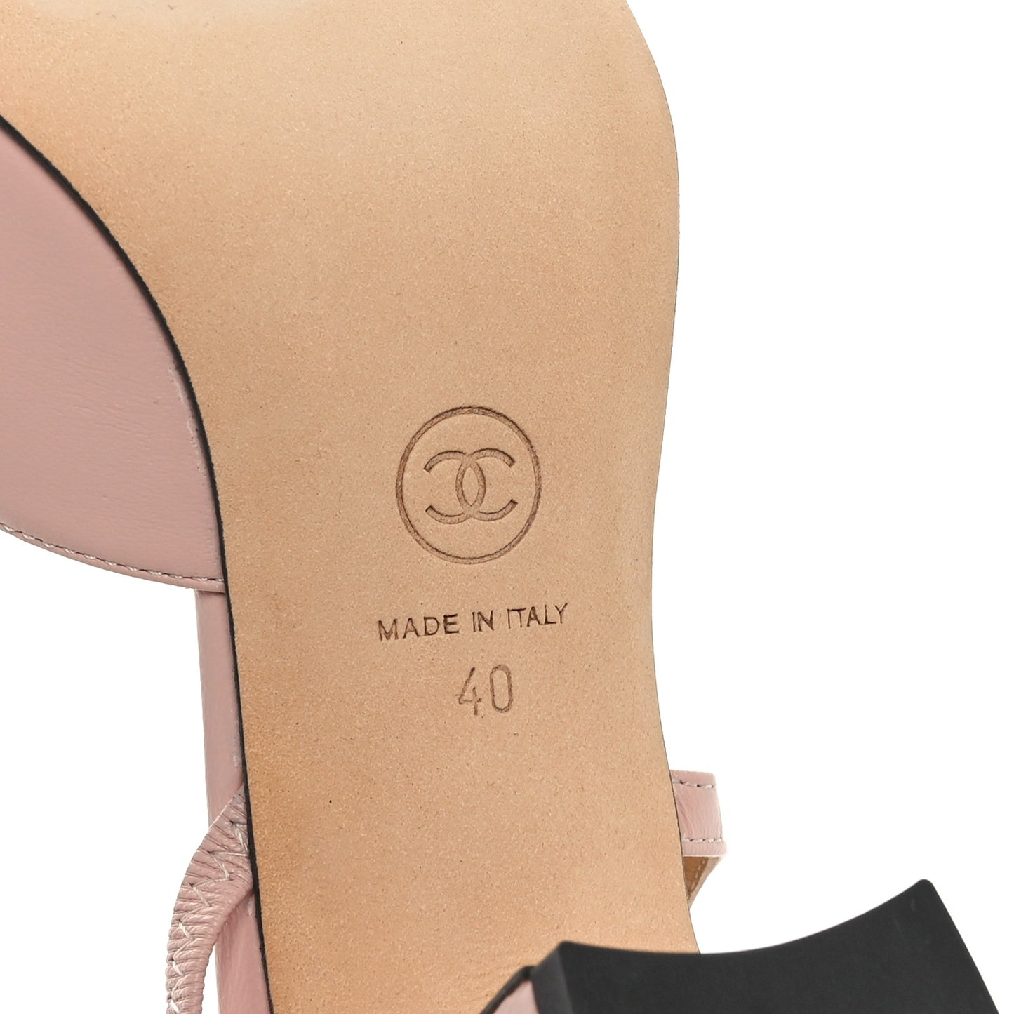 Lambskin Grosgrain Cap Toe CC Slingback Pumps 40 Light Pink Black
