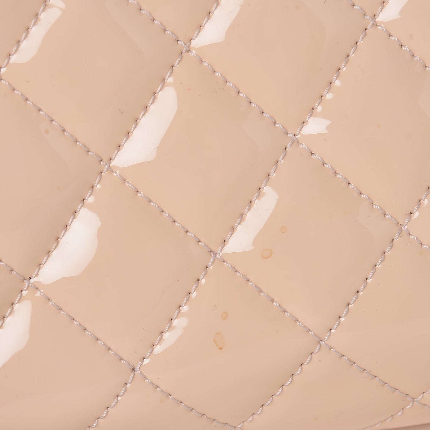 Patent Quilted Large Just Mademoiselle Bowling Bag Beige