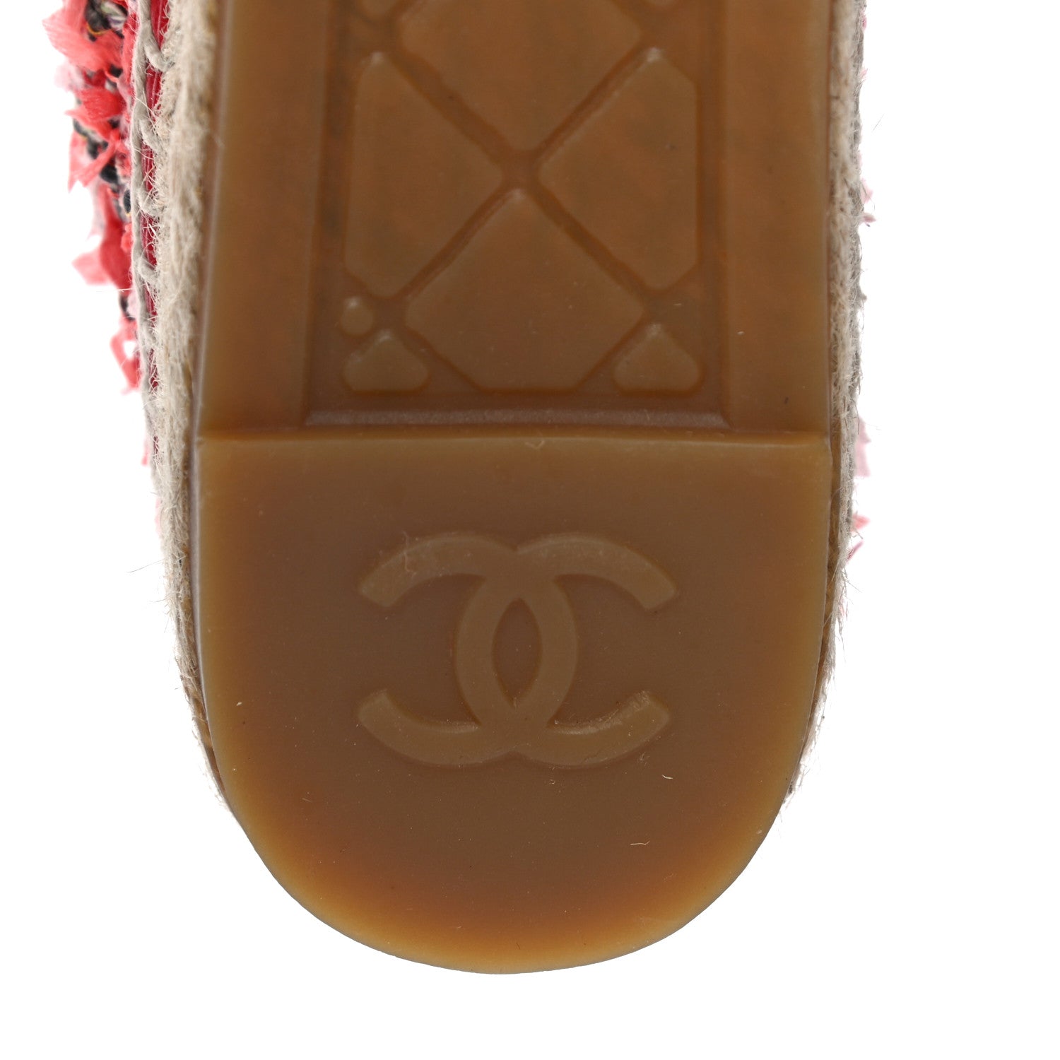 Chanel Tweed Lambskin CC Espadrilles 39 Coral Pink Black Red 12 of 16