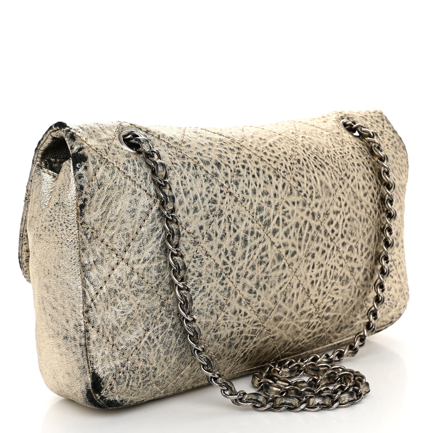 Chanel Distressed Metallic Lambskin Quilted Le Marais Ligne Flap Gold 3 of 18