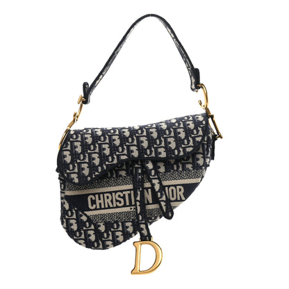 Christian Dior Oblique Embroidered Saddle Bag Blue 1 of 14